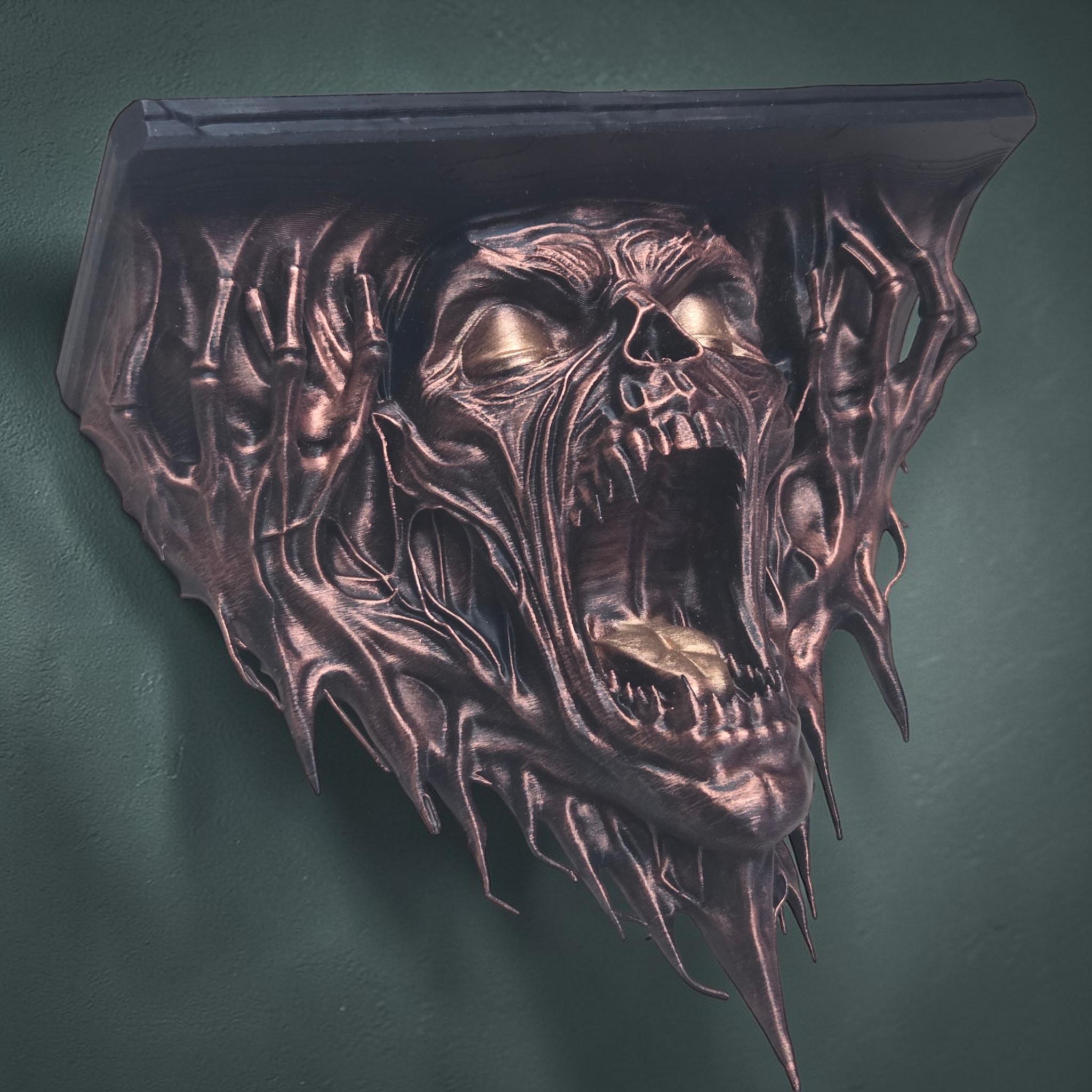 Gothic Skull Wall Shelf – Screaming Skull Shelf – Horror Wall Decor – Dark Fantasy Shelf – Gothic Home Decor – Halloween Shelf