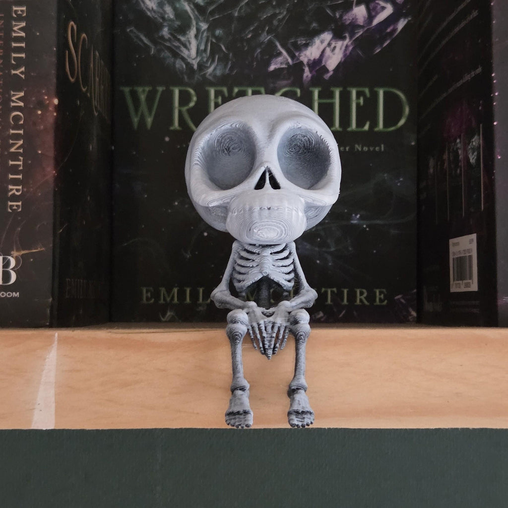 Sitting on a shelf - Poseable Skeleton Figurine – Unique 3D Printed Skeleton Decor