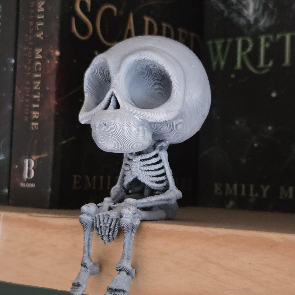 Sitting on a shelf - Poseable Skeleton Figurine – Unique 3D Printed Skeleton Decor
