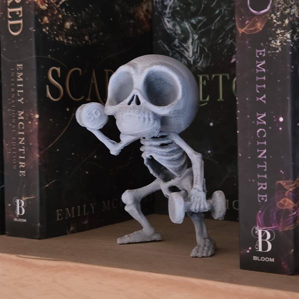 Lifting weights till death - Poseable Skeleton Figurine – Unique 3D Printed Skeleton Decor