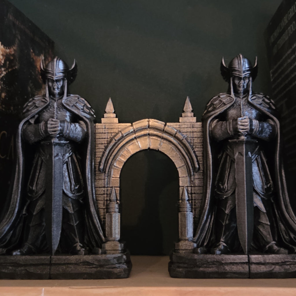 Fantasy Book Nook Archway | Medieval Gate Bookshelf Insert | Knight Guardian Diorama | LOTR Inspired Shelf Decor | 3D Printed Book Nook