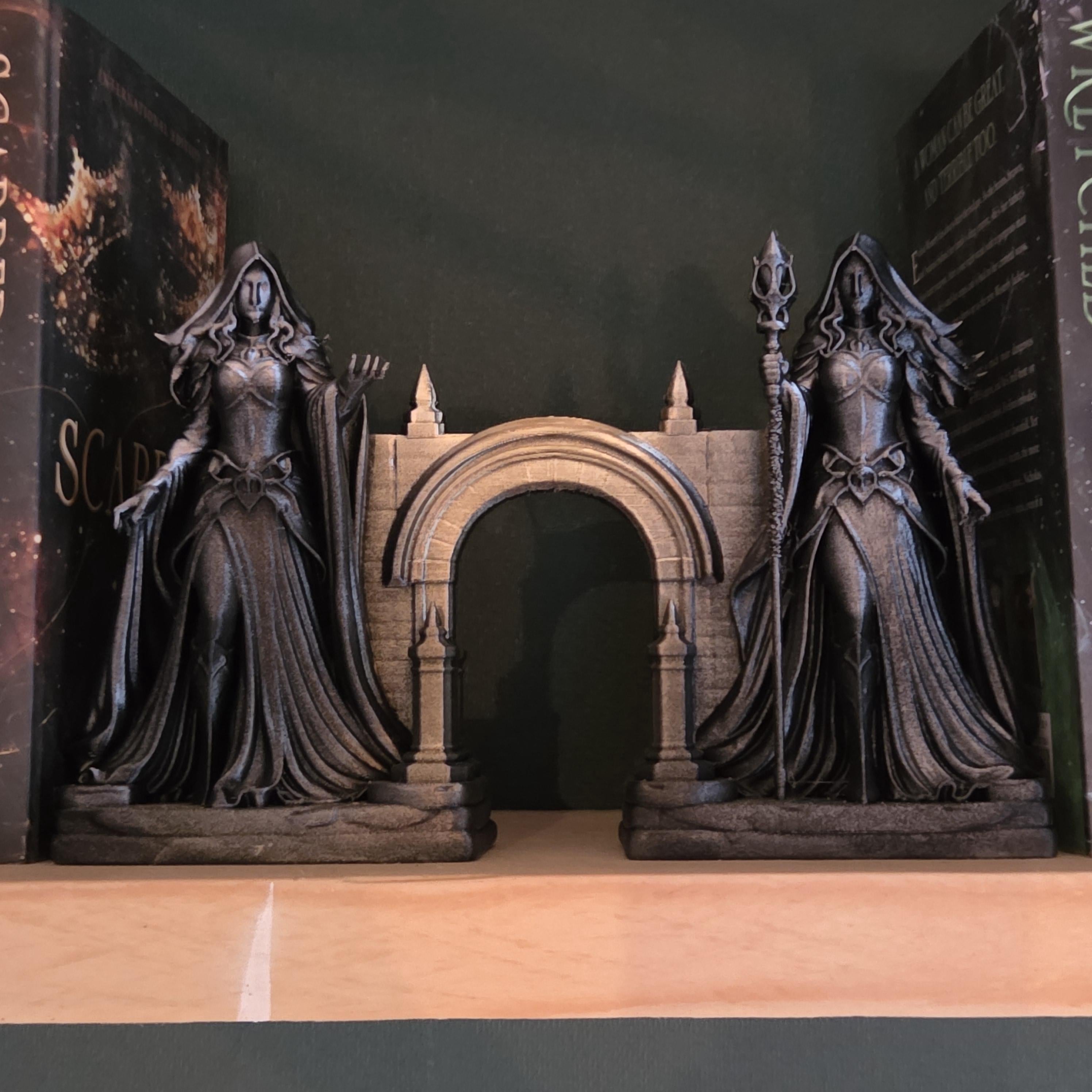 Dark Fantasy Book Nook | Gothic Sorceress Archway | Medieval Magic Bookshelf Insert | Witch Guardian Diorama | Dark Souls Inspired Decor