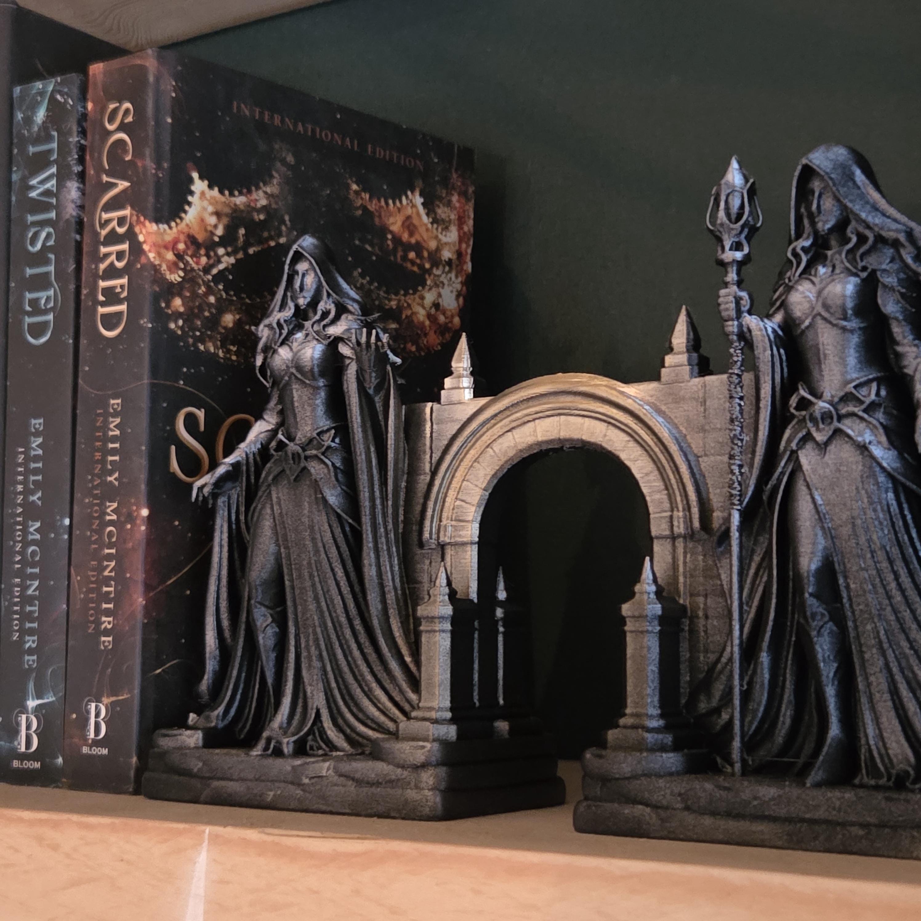 Dark Fantasy Book Nook | Gothic Sorceress Archway | Medieval Magic Bookshelf Insert | Witch Guardian Diorama | Dark Souls Inspired Decor