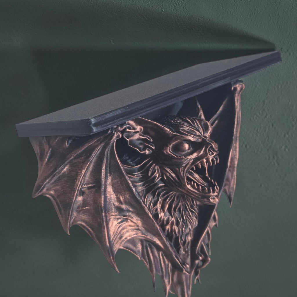 Gothic Bat Wall Shelf – Vampire Bat Shelf – Dark Decor Shelf – Gothic Wall Art – Halloween Decor – Macabre Shelf – Horror Wall Decor