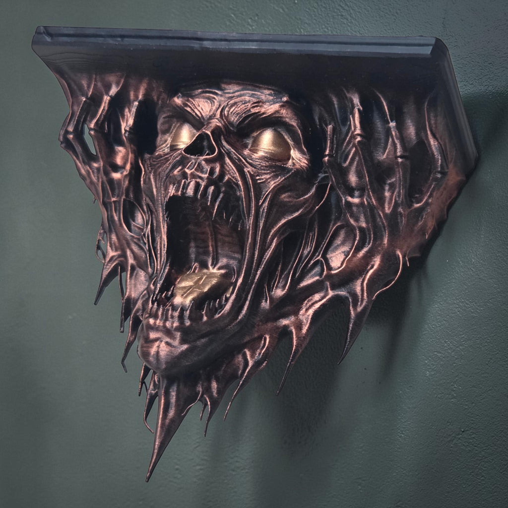 Gothic Skull Wall Shelf – Screaming Skull Shelf – Horror Wall Decor – Dark Fantasy Shelf – Gothic Home Decor – Halloween Shelf