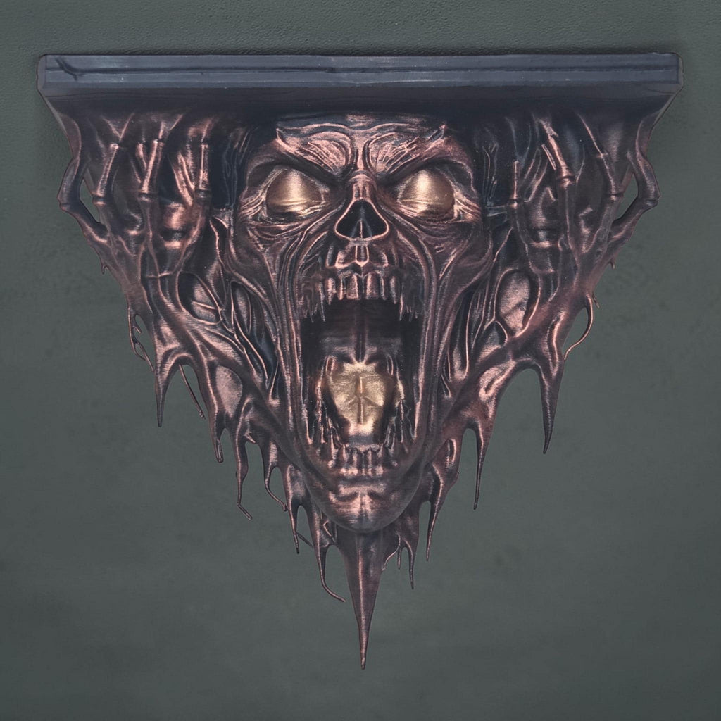 Gothic Skull Wall Shelf – Screaming Skull Shelf – Horror Wall Decor – Dark Fantasy Shelf – Gothic Home Decor – Halloween Shelf