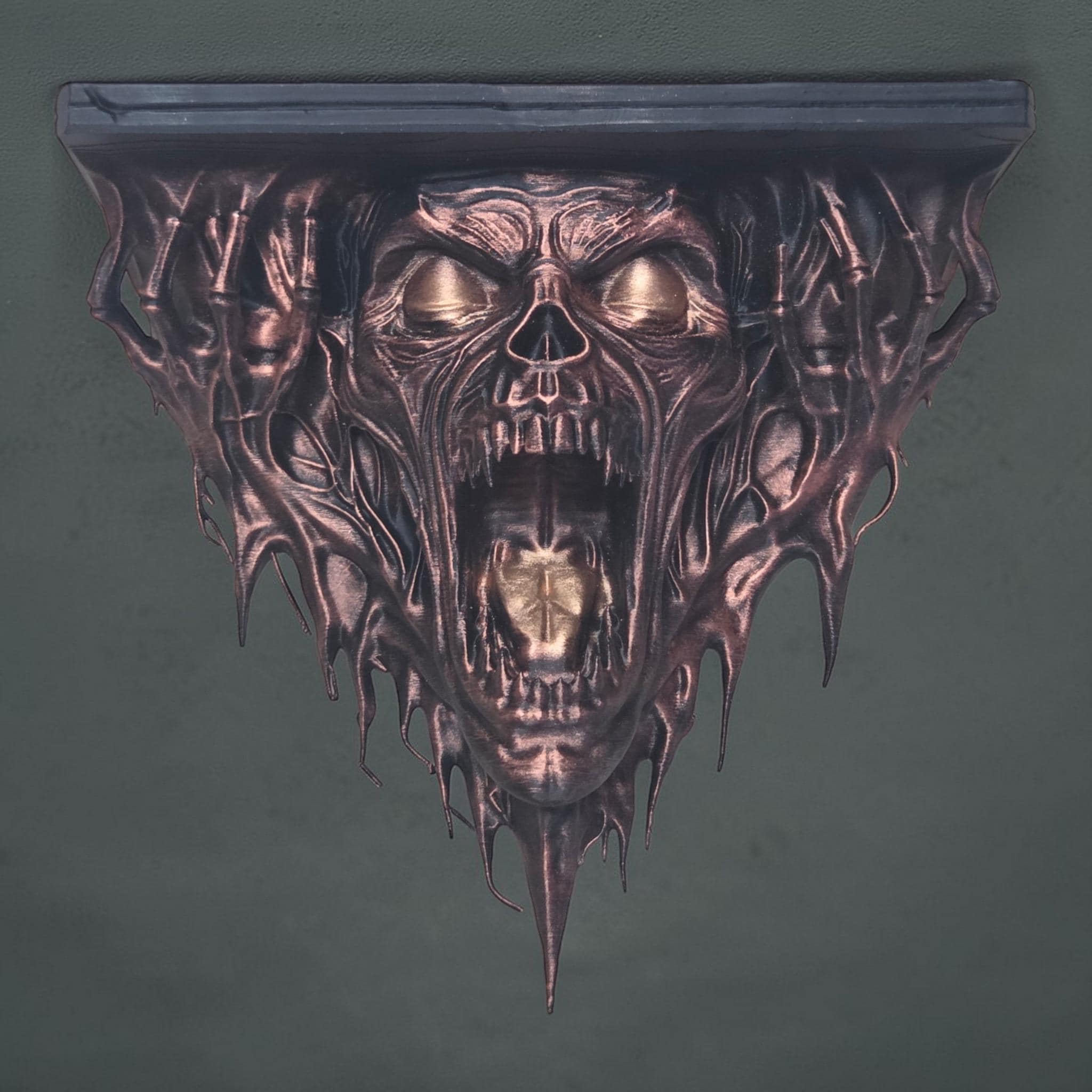Gothic Skull Wall Shelf – Screaming Skull Shelf – Horror Wall Decor – Dark Fantasy Shelf – Gothic Home Decor – Halloween Shelf