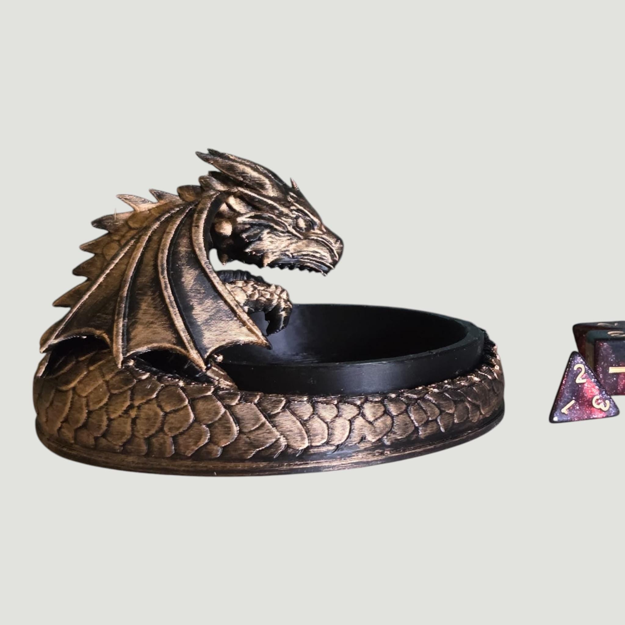 Guarding Dragon Dice Tray – Fantasy Dragon Dice Holder – D&D Dice Rolling Tray – Tabletop RPG Accessory
