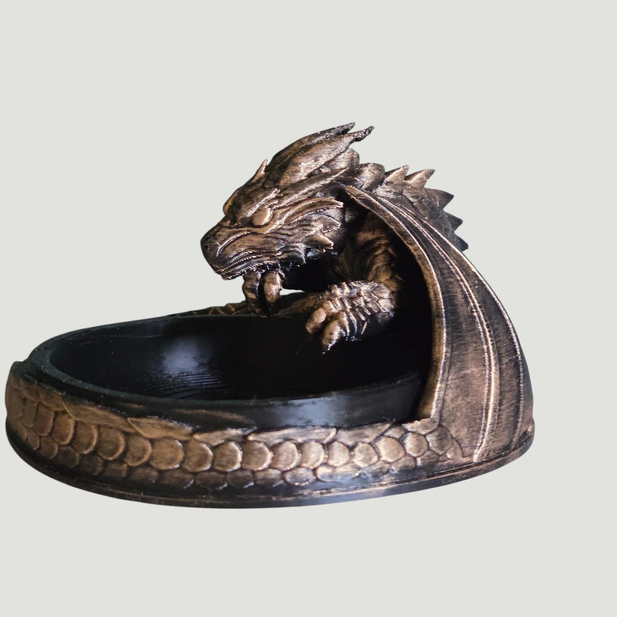 Guarding Dragon Dice Tray – Fantasy Dragon Dice Holder – D&D Dice Rolling Tray – Tabletop RPG Accessory