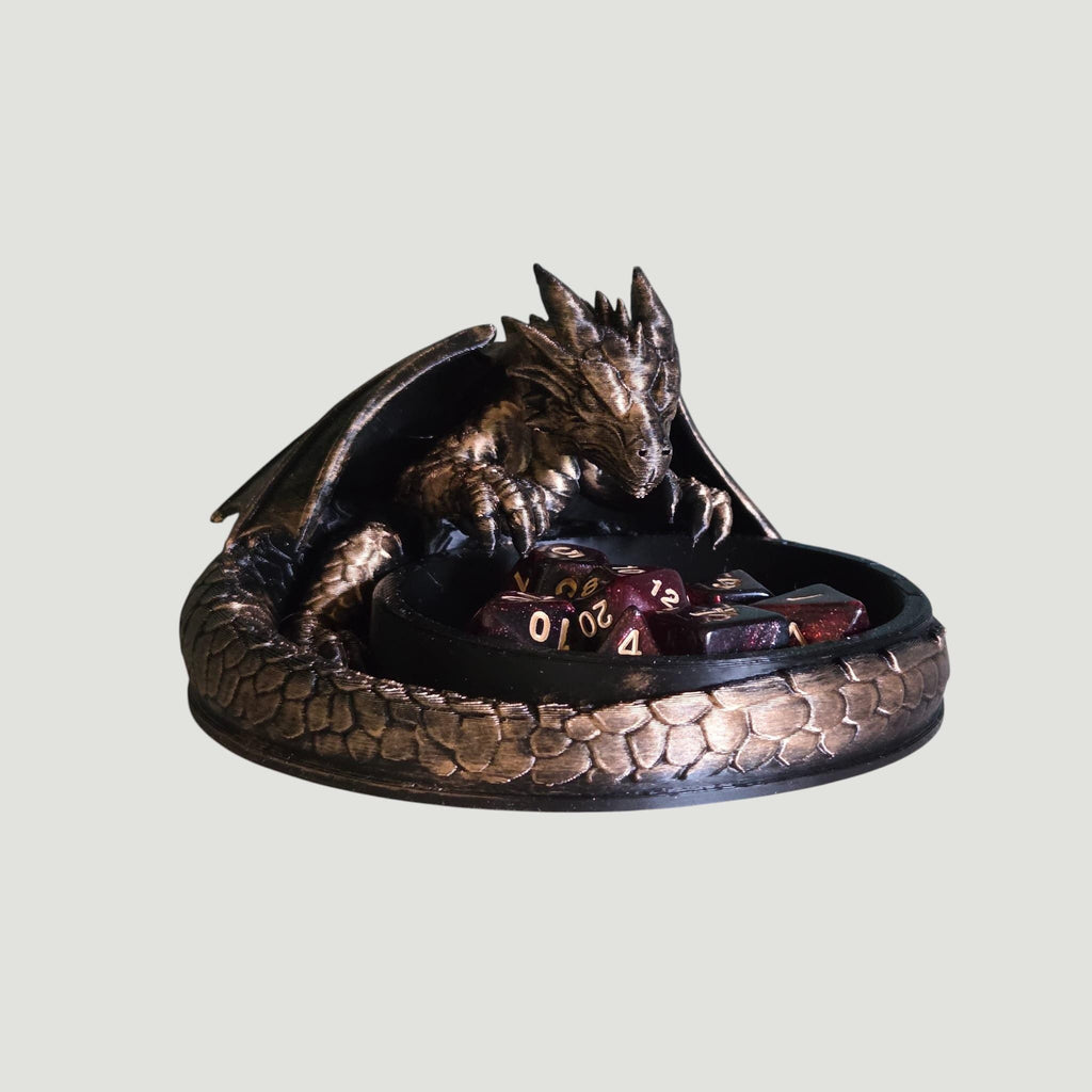 Guarding Dragon Dice Tray – Fantasy Dragon Dice Holder – D&D Dice Rolling Tray – Tabletop RPG Accessory