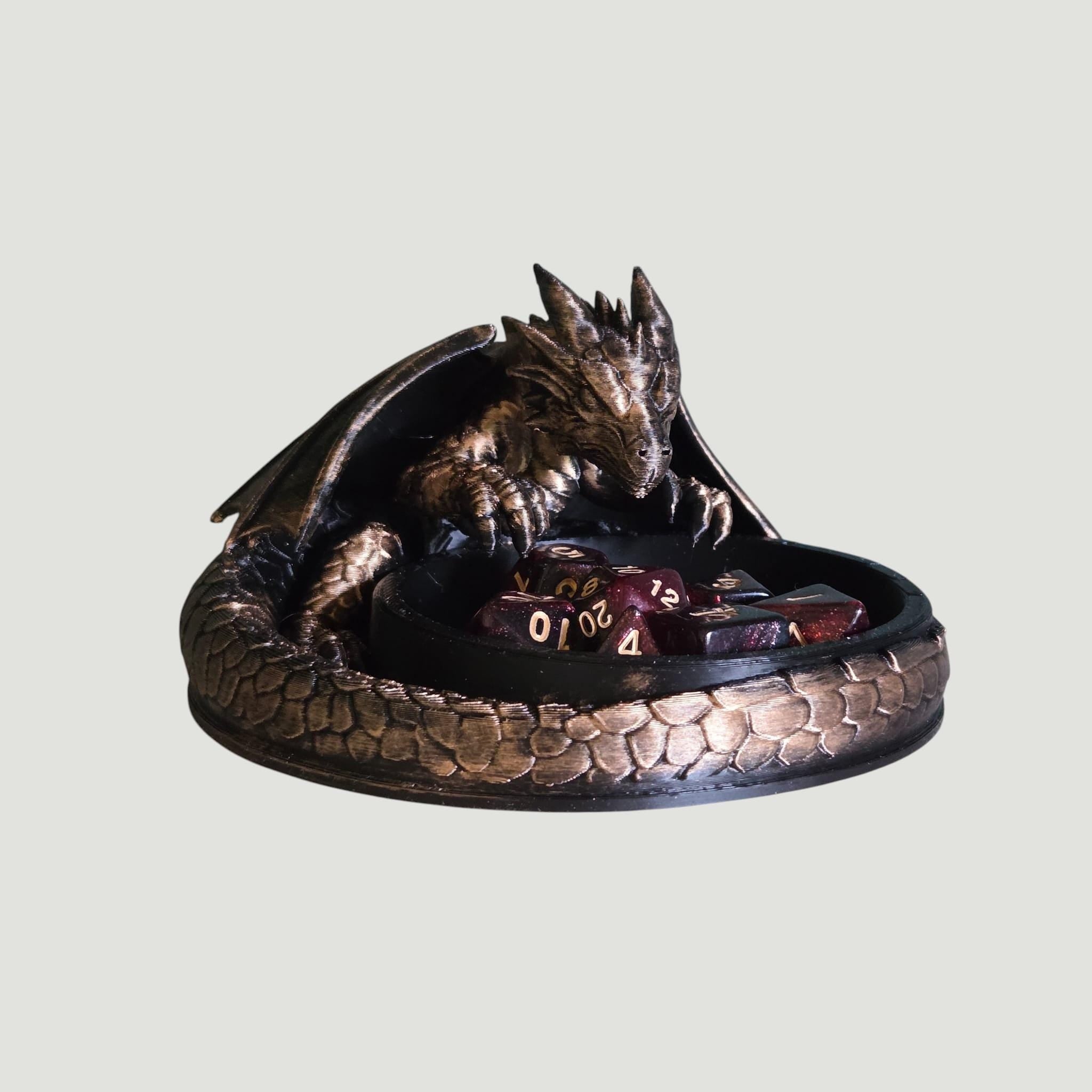 Guarding Dragon Dice Tray – Fantasy Dragon Dice Holder – D&D Dice Rolling Tray – Tabletop RPG Accessory