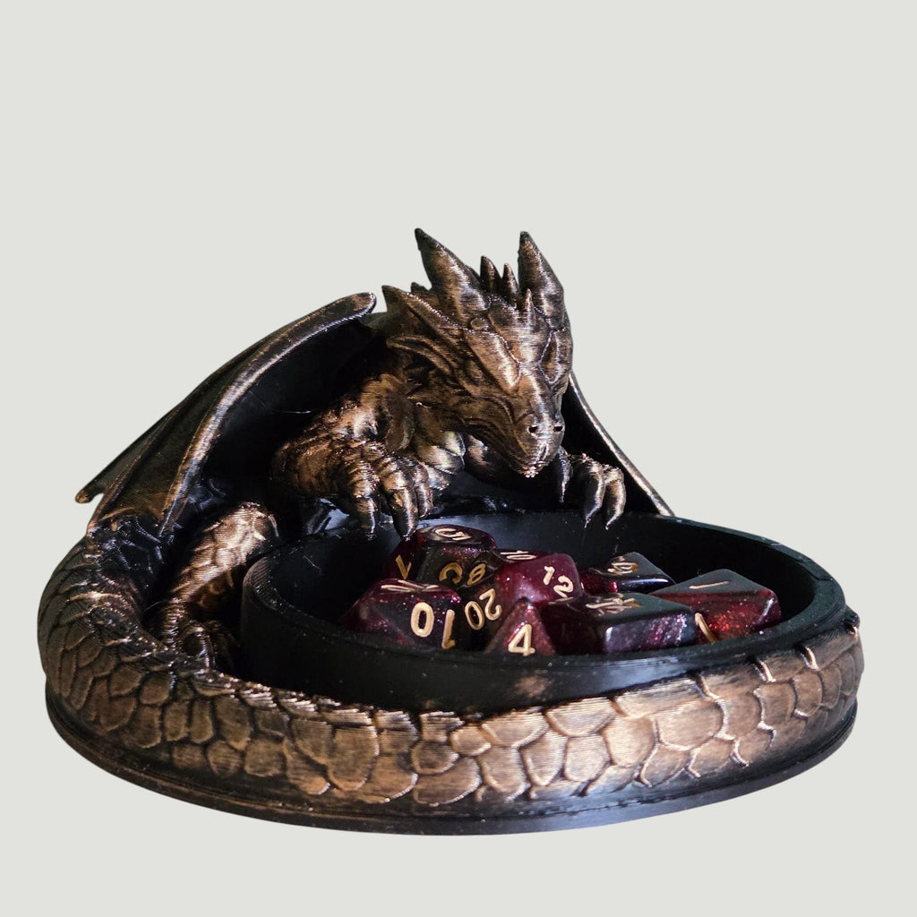 Guarding Dragon Dice Tray – Fantasy Dragon Dice Holder – D&D Dice Rolling Tray – Tabletop RPG Accessory