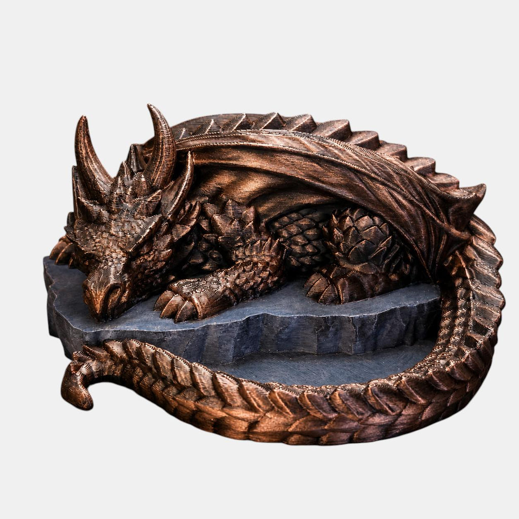 Sleeping Dragon Dice Tray – Fantasy Dragon Dice Holder – D&D Dice Rolling Tray – Tabletop RPG Accessory