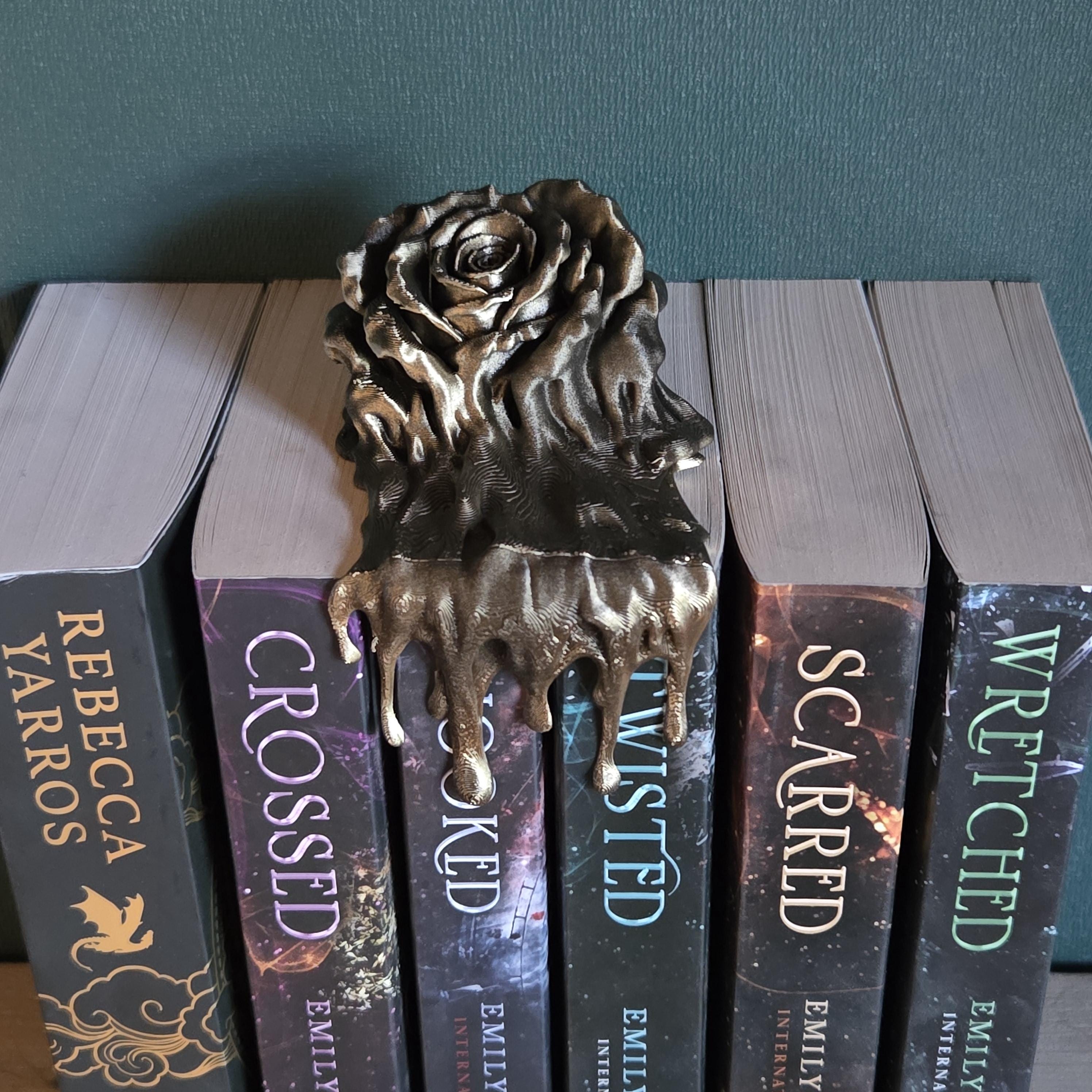 Melting Rose Bookshelf Decor | Dark Romance Book Nook | Gothic Rose Shelf Sitter | Fantasy Bookish Decor | Never After Inspired Gift
