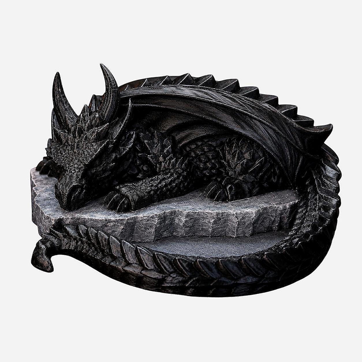 Sleeping Dragon Dice Tray – Fantasy Dragon Dice Holder – D&D Dice Rolling Tray – Tabletop RPG Accessory
