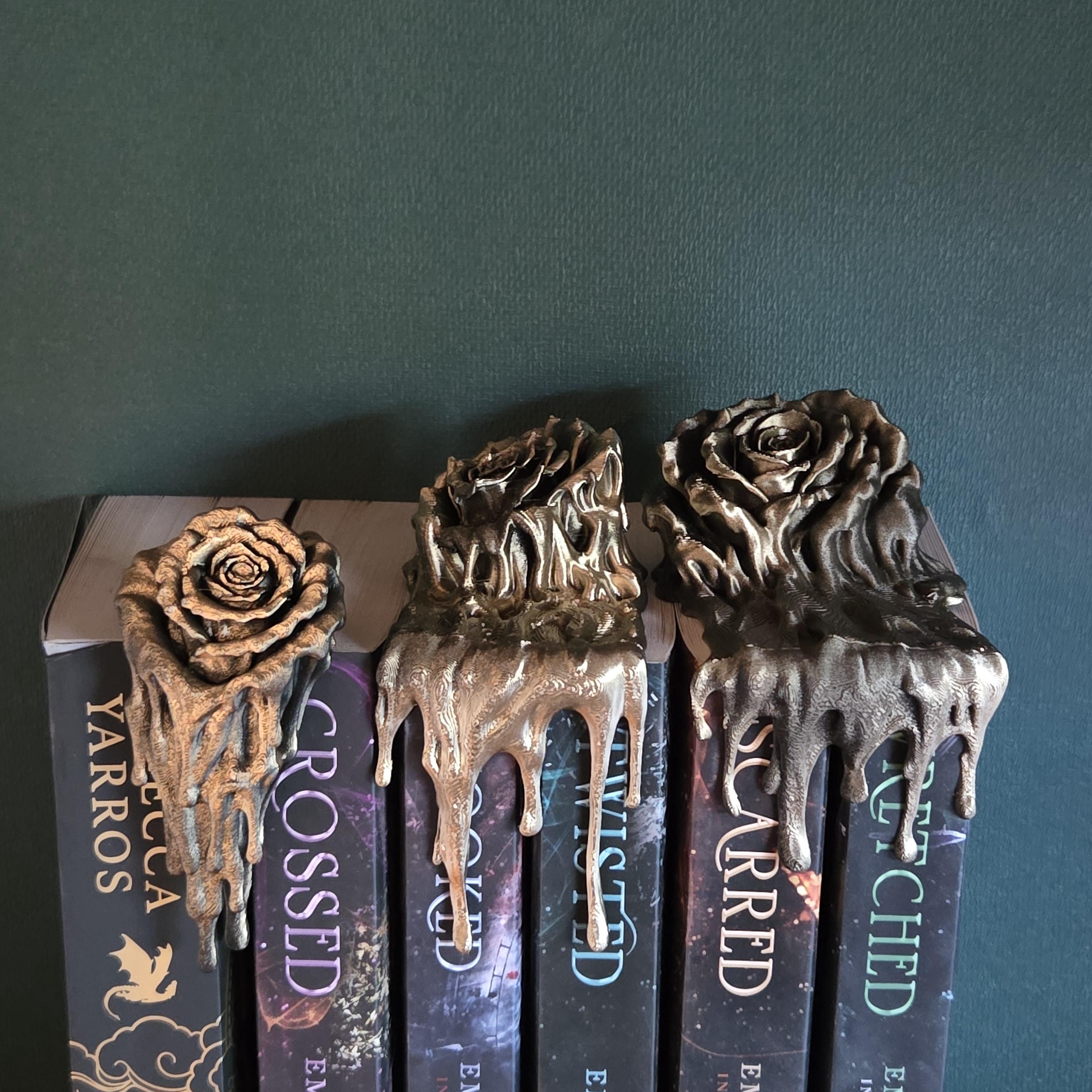 Melting Rose Bookshelf Decor | Dark Romance Book Nook | Gothic Rose Shelf Sitter | Fantasy Bookish Decor | Never After Inspired Gift