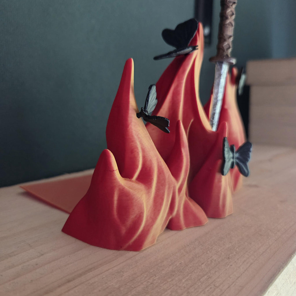 Flame Dagger Bookend with Butterflies | Dark Romance Bookshelf Decor | Fantasy Book Holder | Gothic Reader Gift | Bookish Decor