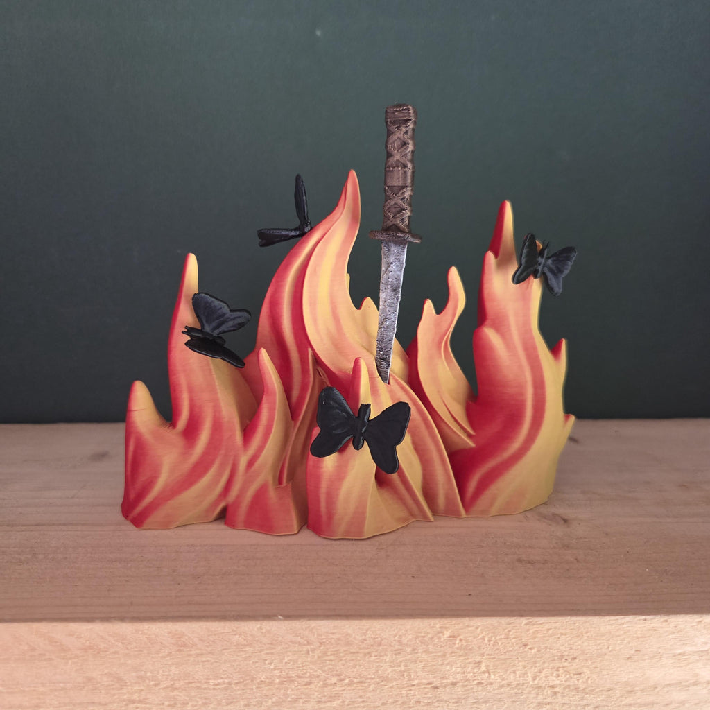 Flame Dagger Bookend with Butterflies | Dark Romance Bookshelf Decor | Fantasy Book Holder | Gothic Reader Gift | Bookish Decor