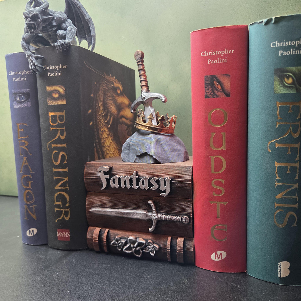 Fantasy Book Stack Decor, Sword in Stone Bookshelf Decoration, Medieval Shelf Decor, Fantasy Reader Gift, Book Lover Gift