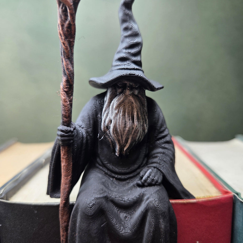 Wizard Shelf Sitter, Fantasy Bookshelf Decor, Wizard Figurine, Book Lover Gift, Reading Nook Decor, Fantasy Reader Gift