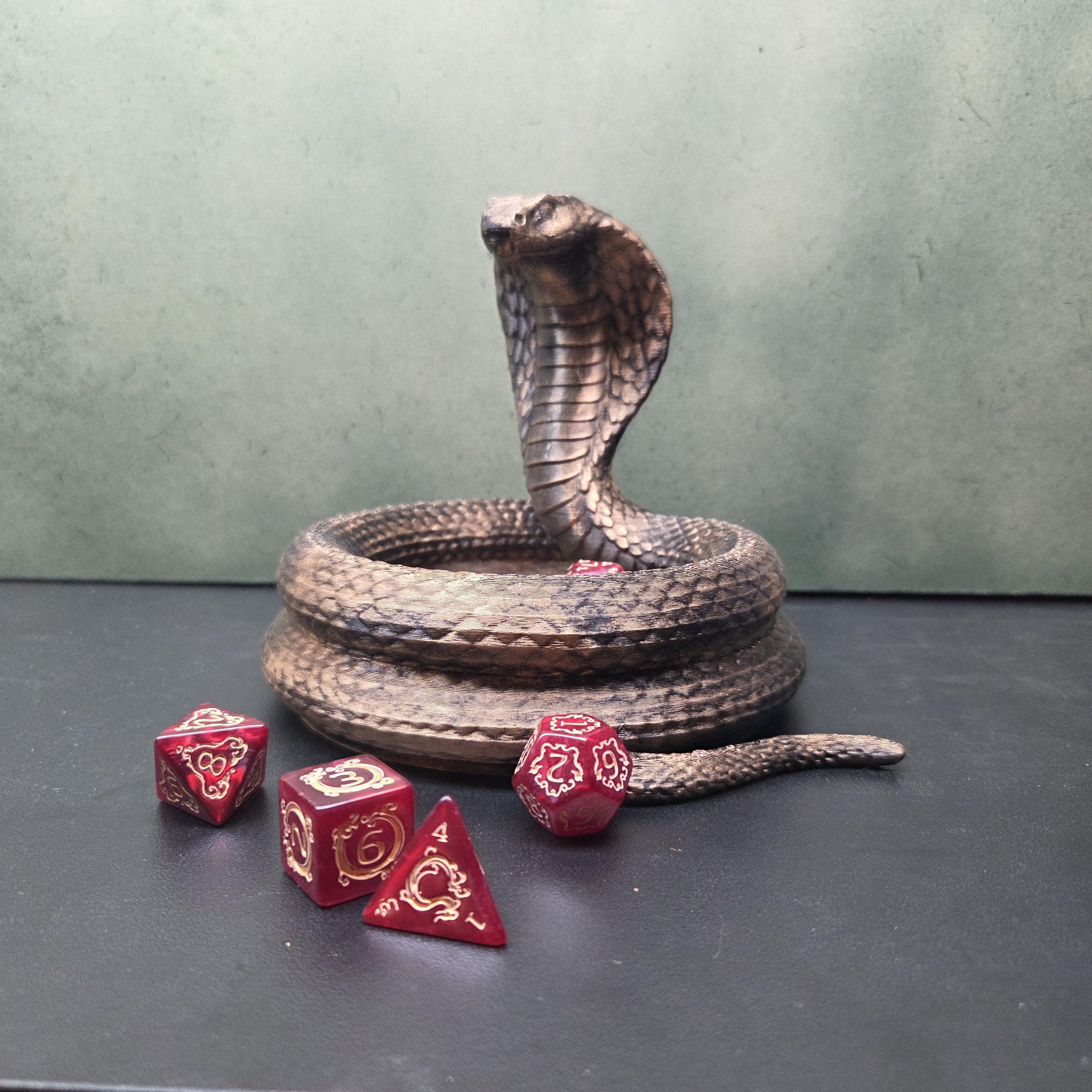 Cobra Dice Tray – Fantasy Dragon Dice Holder – D&D Dice Rolling Tray – Tabletop RPG Accessory