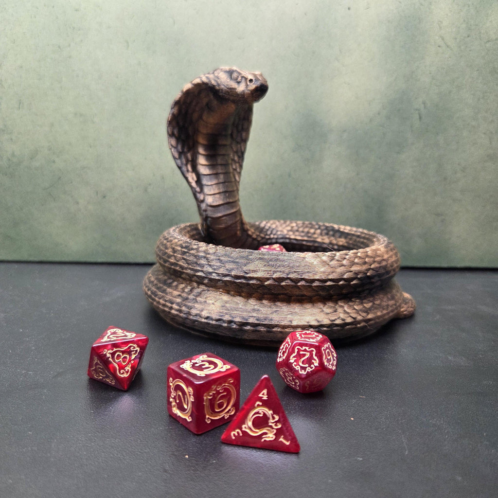 Cobra Dice Tray – Fantasy Dragon Dice Holder – D&D Dice Rolling Tray – Tabletop RPG Accessory