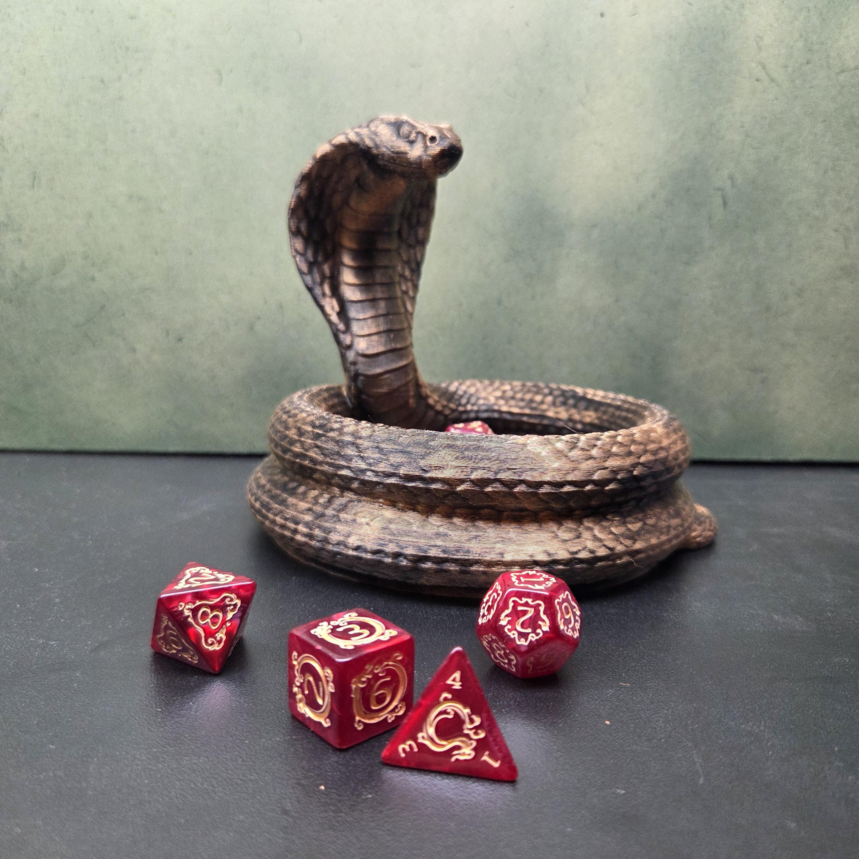 Cobra Dice Tray – Fantasy Dragon Dice Holder – D&D Dice Rolling Tray – Tabletop RPG Accessory