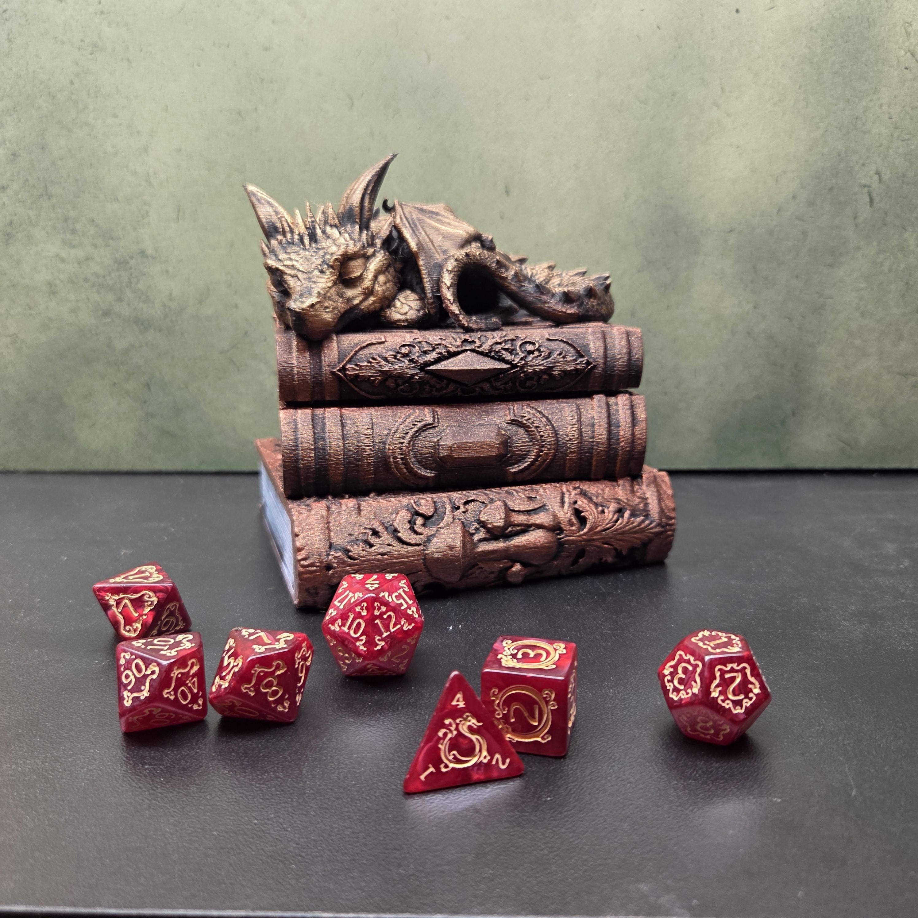 Sleeping Dragon Dice Tray – Fantasy Dragon Dice Holder – D&D Dice Rolling Tray – Tabletop RPG Accessory