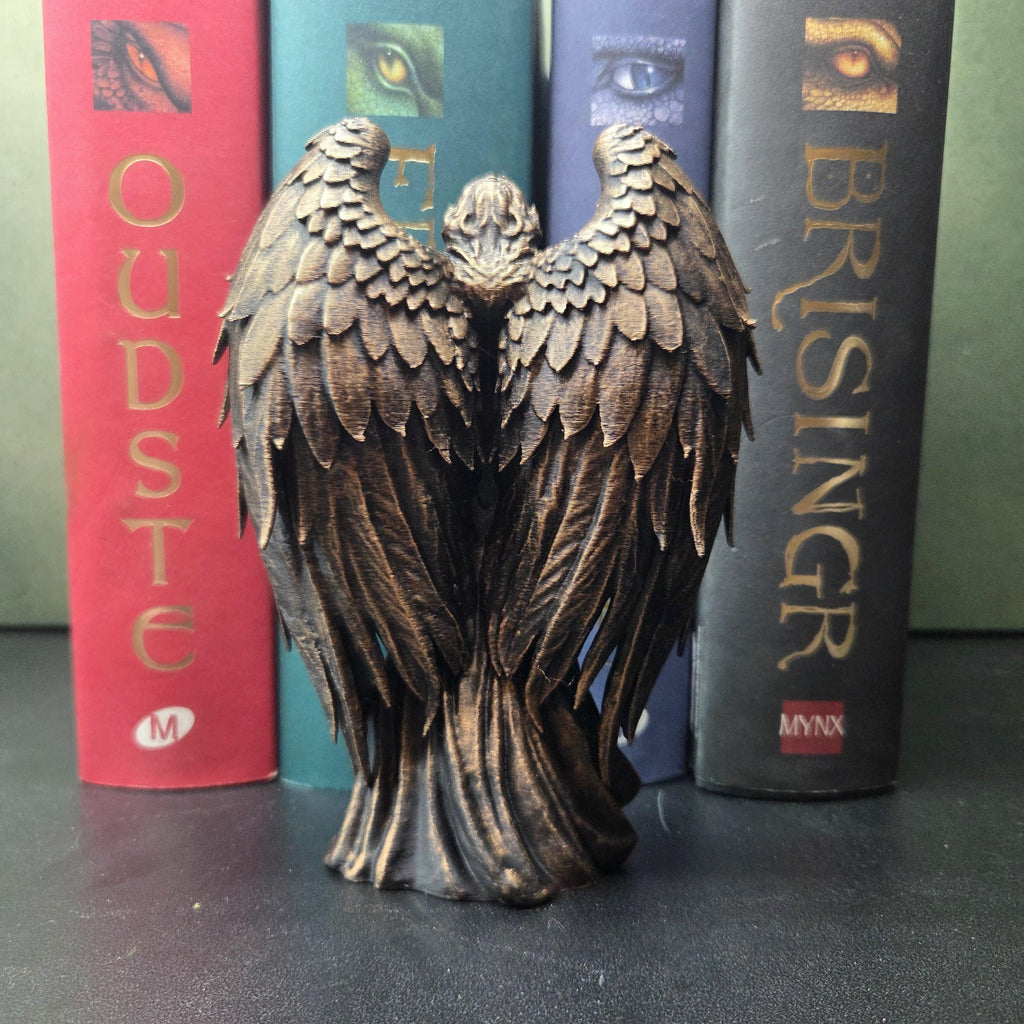 Winged Warrior Angel Statue – Gothic Fantasy Shelf Decor – Archangel Figurine – Dark Academia Bookshelf Decor – Book Lover Gift