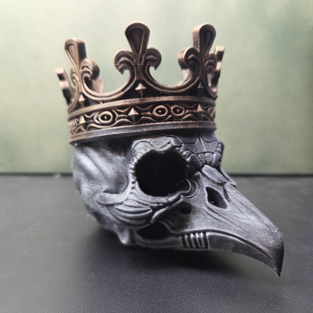 Raven Skull with Crown, Gothic Skull Decor, Dark Academia Decor, Crow Skull Statue, Gothic Home Decor, Fantasy Shelf Decor, Witchy Gift