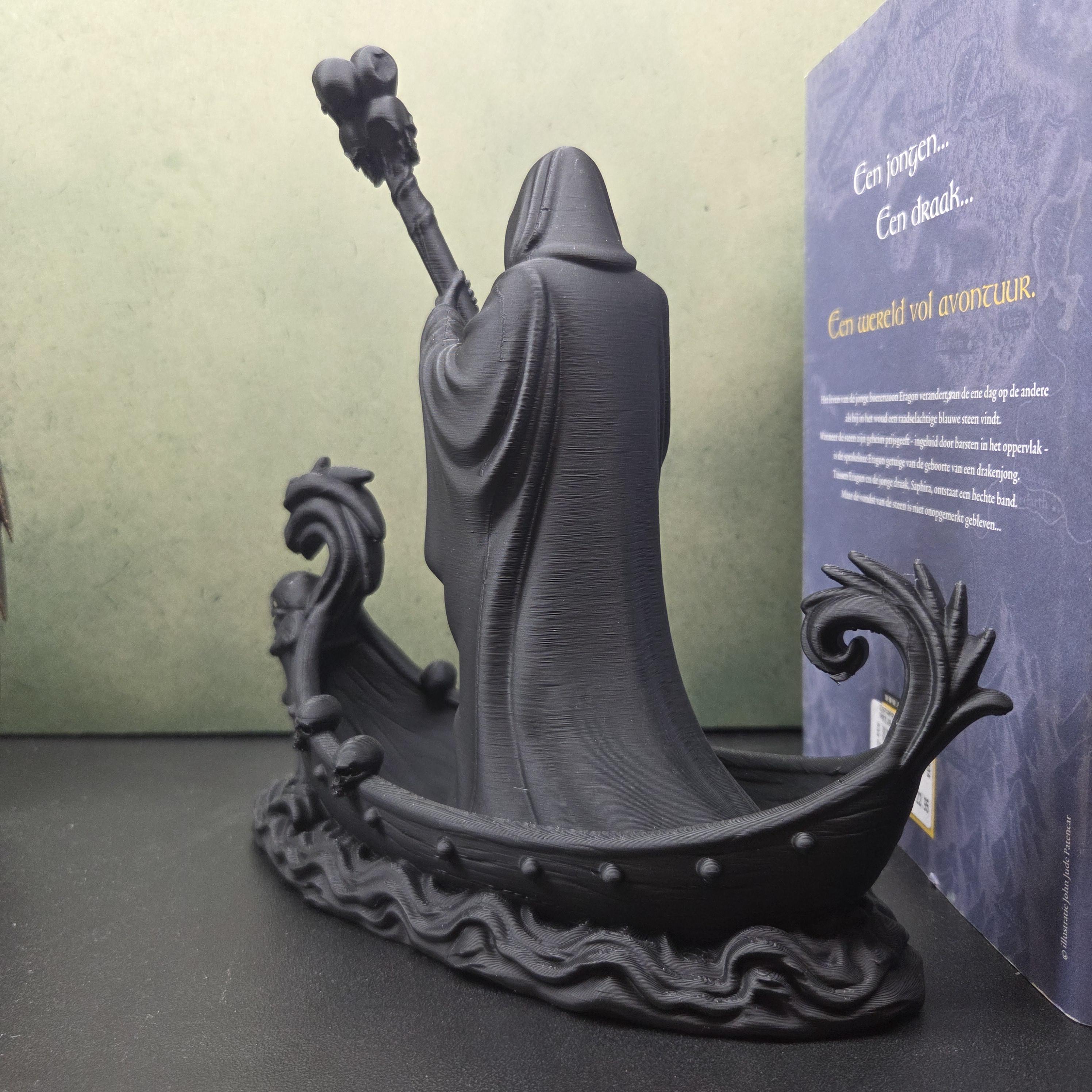 Grim Reaper Boat Statue, Gothic Ferryman Decor, Death Figurine, Skull Boat Sculpture, Dark Fantasy Decor, Macabre Shelf Decor, Gothic Gift