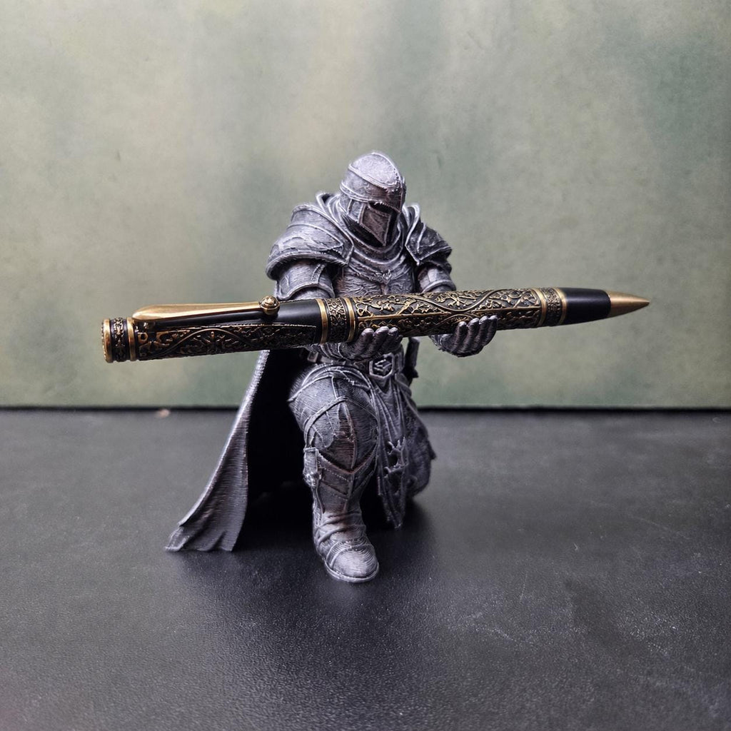 Medieval Knight Pen Holder, Armored Knight Desk Decor, Fantasy Pen Stand, Gothic Office Decor, Medieval Gift, Desk Organizer, Knight Statue