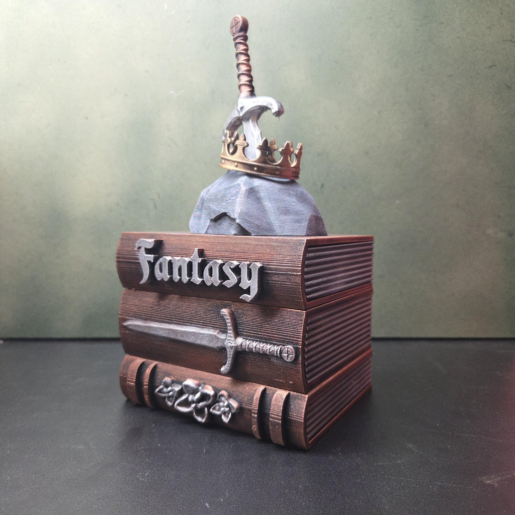 Fantasy Book Stack Decor, Sword in Stone Bookshelf Decoration, Medieval Shelf Decor, Fantasy Reader Gift, Book Lover Gift