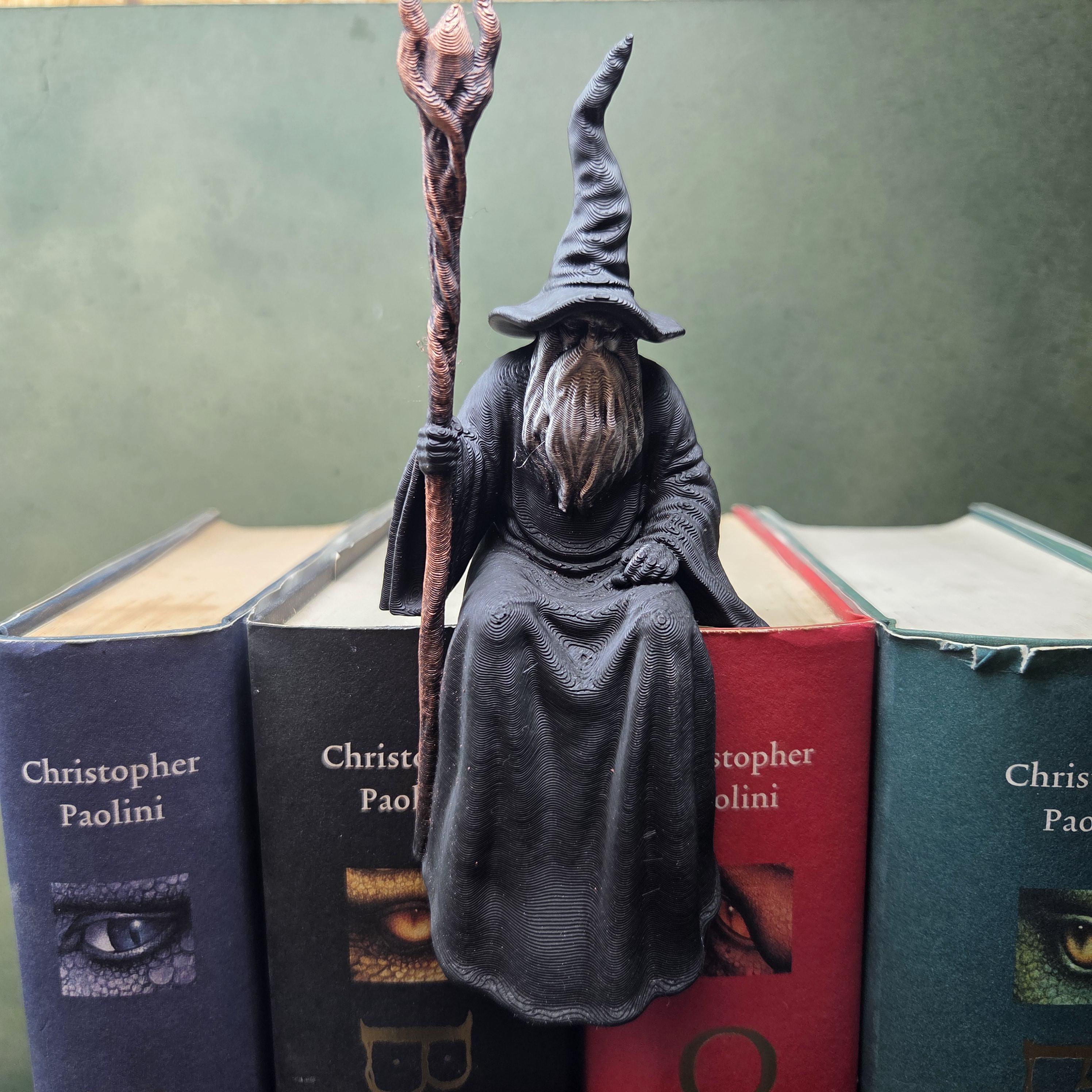 Wizard Shelf Sitter, Fantasy Bookshelf Decor, Wizard Figurine, Book Lover Gift, Reading Nook Decor, Fantasy Reader Gift