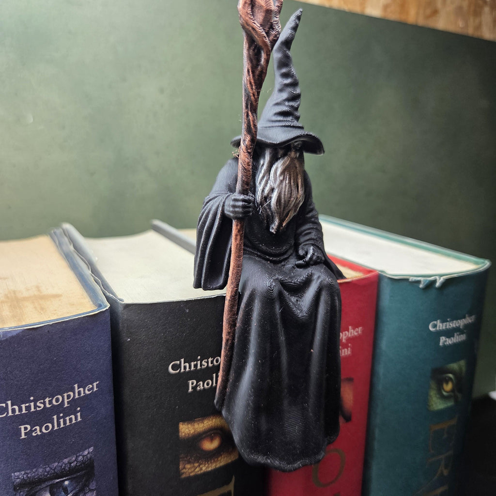 Wizard Shelf Sitter, Fantasy Bookshelf Decor, Wizard Figurine, Book Lover Gift, Reading Nook Decor, Fantasy Reader Gift