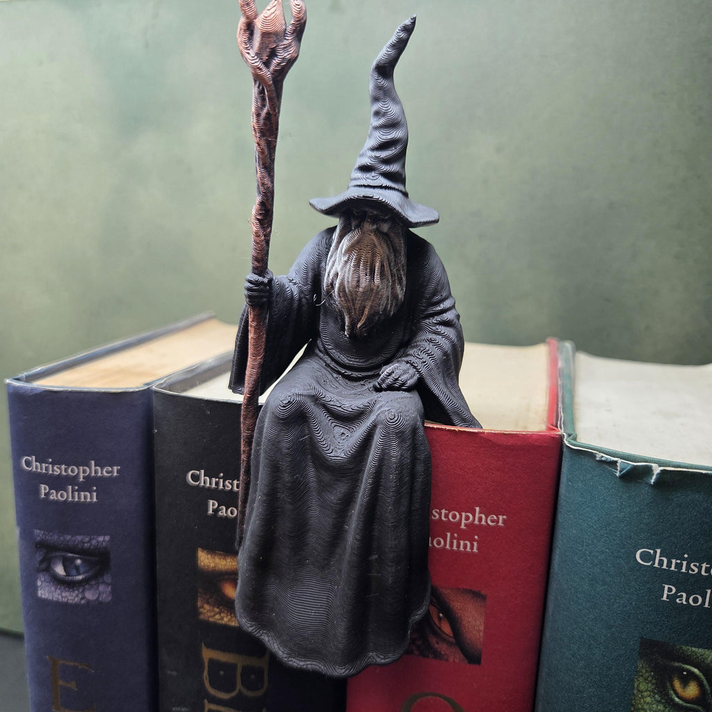 Wizard Shelf Sitter, Fantasy Bookshelf Decor, Wizard Figurine, Book Lover Gift, Reading Nook Decor, Fantasy Reader Gift