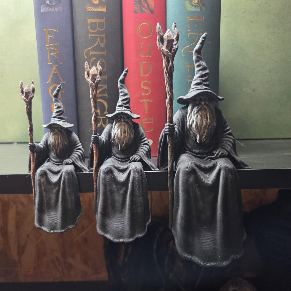 Wizard Shelf Sitter, Fantasy Bookshelf Decor, Wizard Figurine, Book Lover Gift, Reading Nook Decor, Fantasy Reader Gift