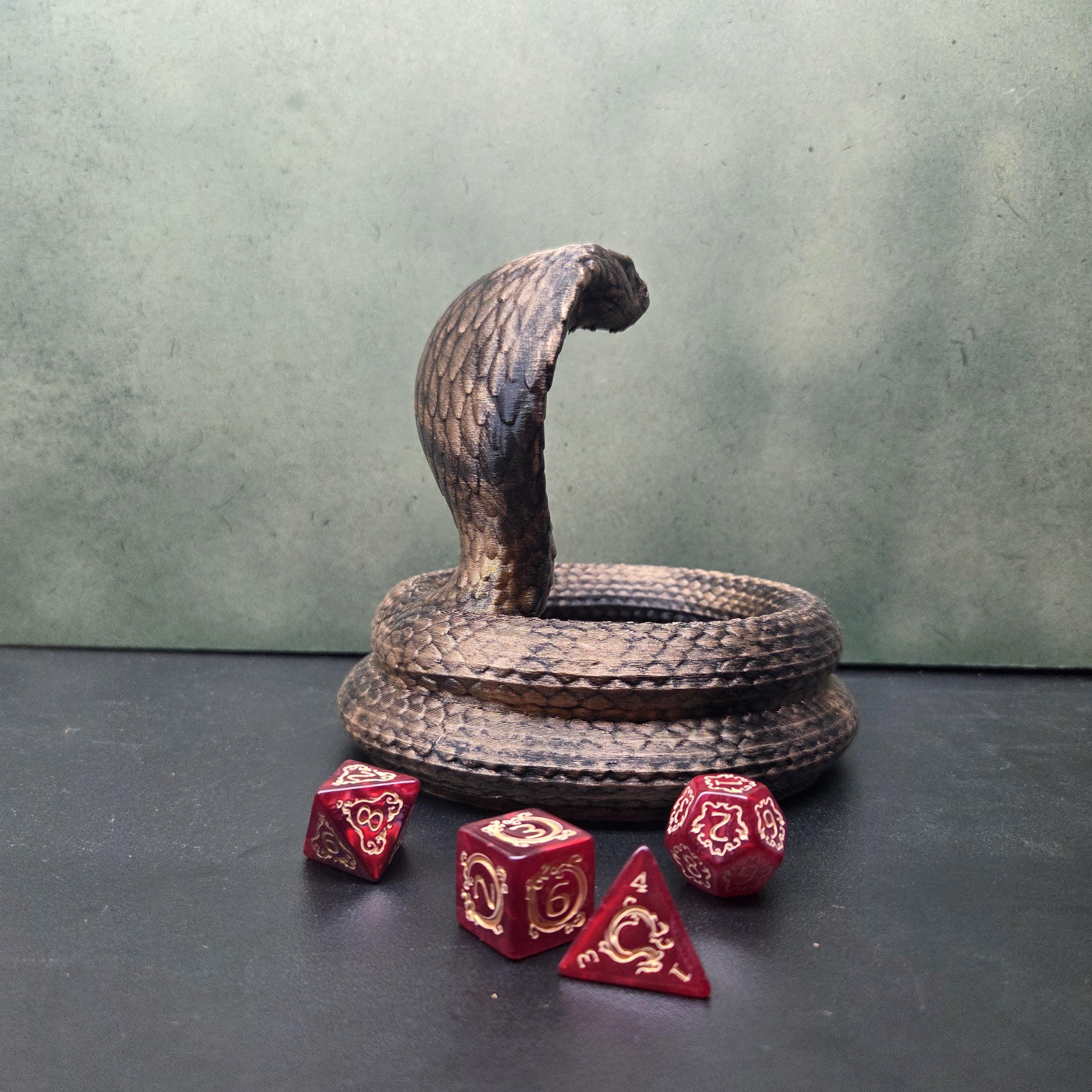 Cobra Dice Tray – Fantasy Dragon Dice Holder – D&D Dice Rolling Tray – Tabletop RPG Accessory