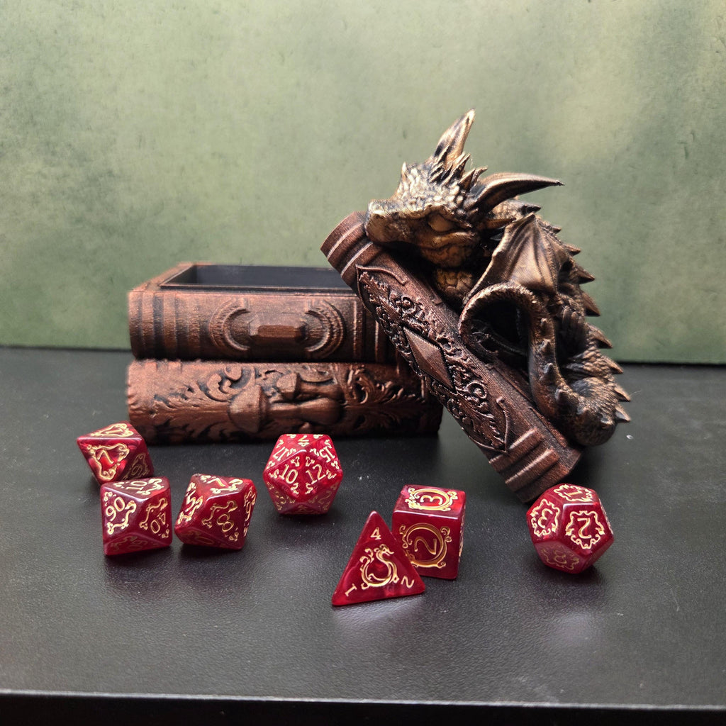 Sleeping Dragon Dice Tray – Fantasy Dragon Dice Holder – D&D Dice Rolling Tray – Tabletop RPG Accessory