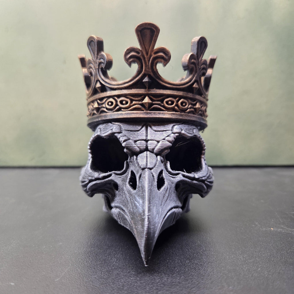 Raven Skull with Crown, Gothic Skull Decor, Dark Academia Decor, Crow Skull Statue, Gothic Home Decor, Fantasy Shelf Decor, Witchy Gift