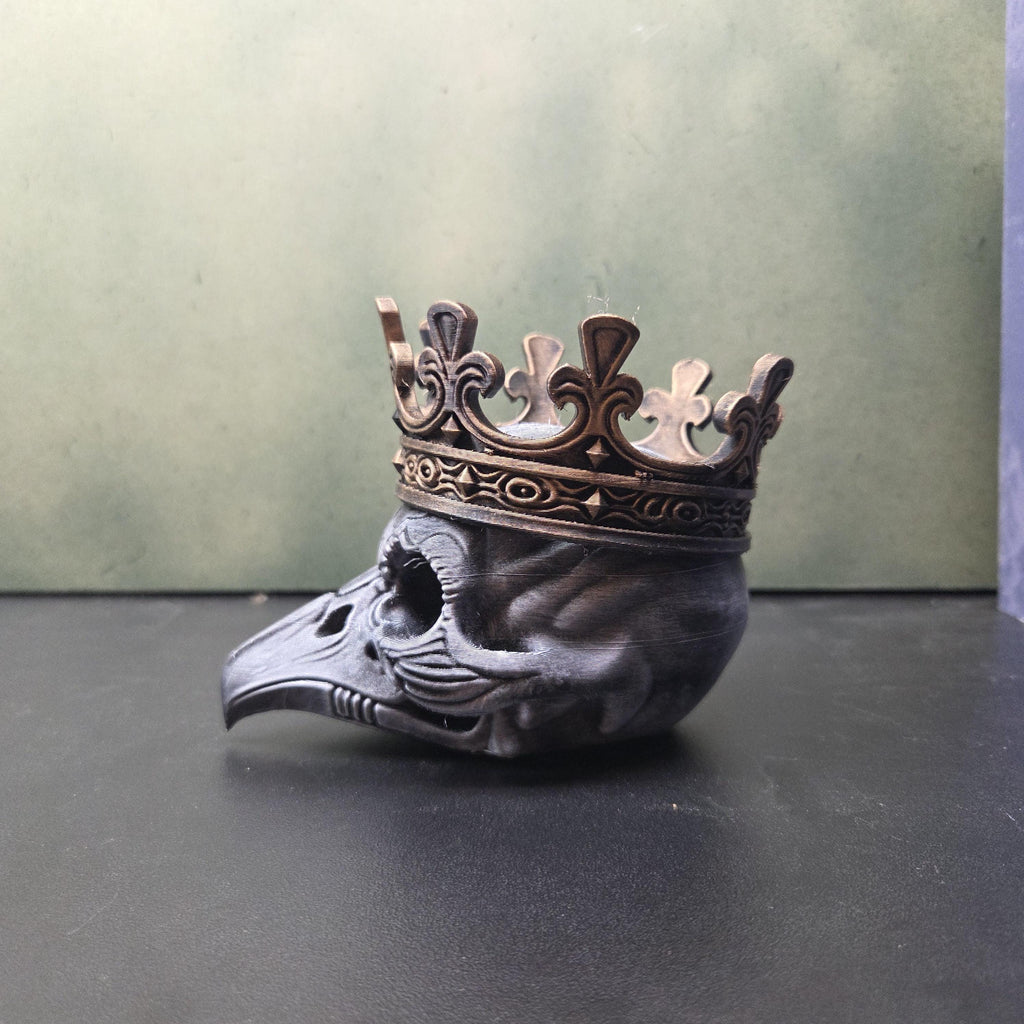 Raven Skull with Crown, Gothic Skull Decor, Dark Academia Decor, Crow Skull Statue, Gothic Home Decor, Fantasy Shelf Decor, Witchy Gift