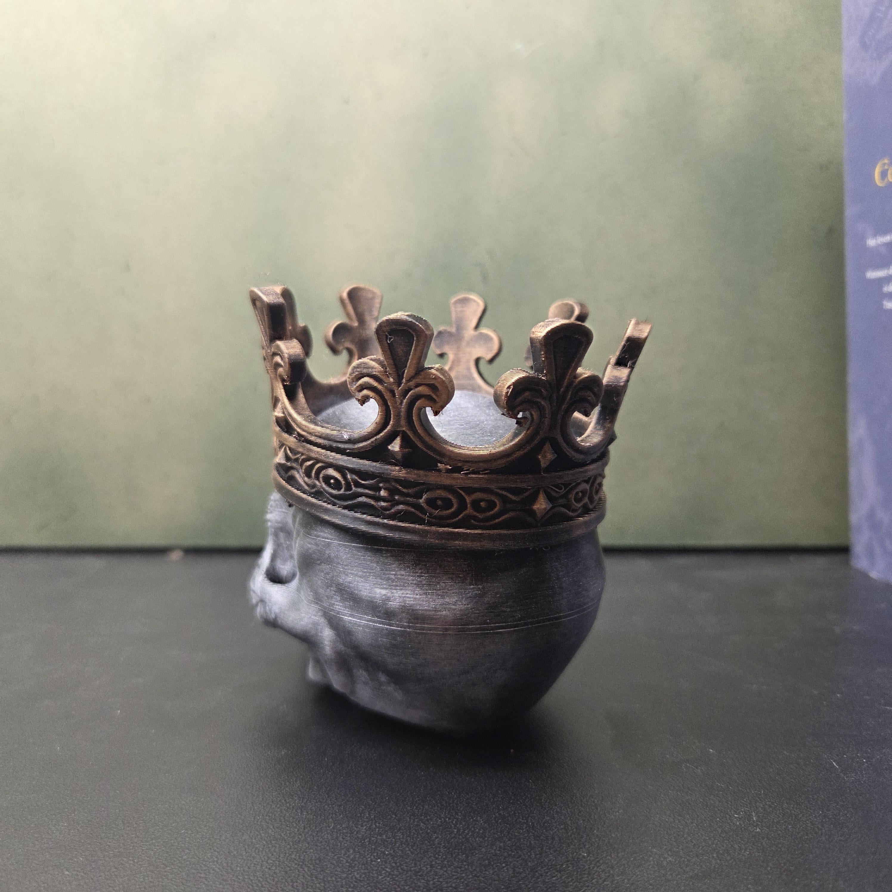 Raven Skull with Crown, Gothic Skull Decor, Dark Academia Decor, Crow Skull Statue, Gothic Home Decor, Fantasy Shelf Decor, Witchy Gift