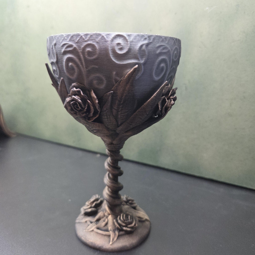 Rose Goblet, Gothic Chalice Decor, Fantasy Goblet, Dark Academia Decor, Floral Goblet, Witchy Home Decor, Medieval Cup Decor