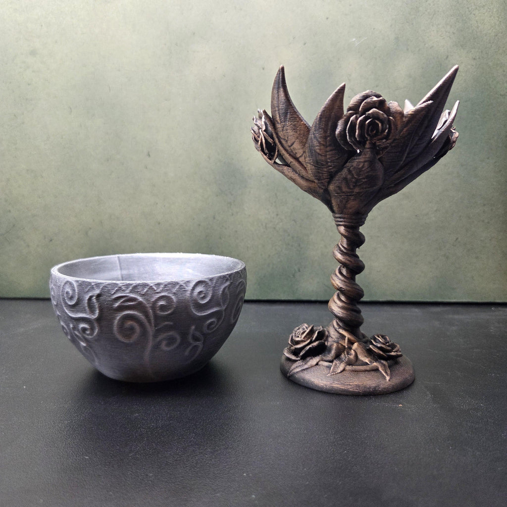 Rose Goblet, Gothic Chalice Decor, Fantasy Goblet, Dark Academia Decor, Floral Goblet, Witchy Home Decor, Medieval Cup Decor