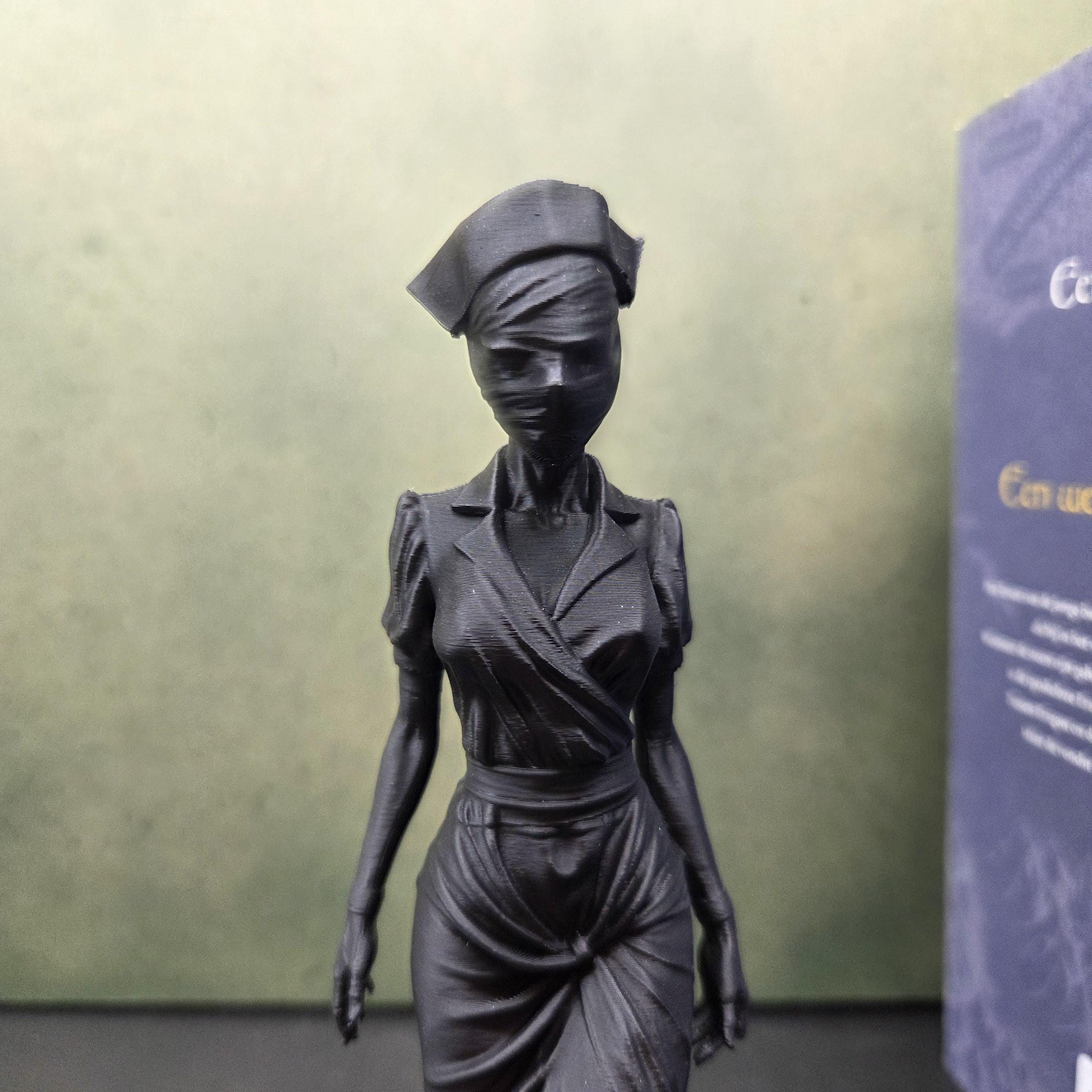Gothic nurse Woman Statue, Gothic Figurine, Dark Fantasy Decor, Faceless Lady Sculpture, Creepy Elegant Decor, Horror Shelf Decor