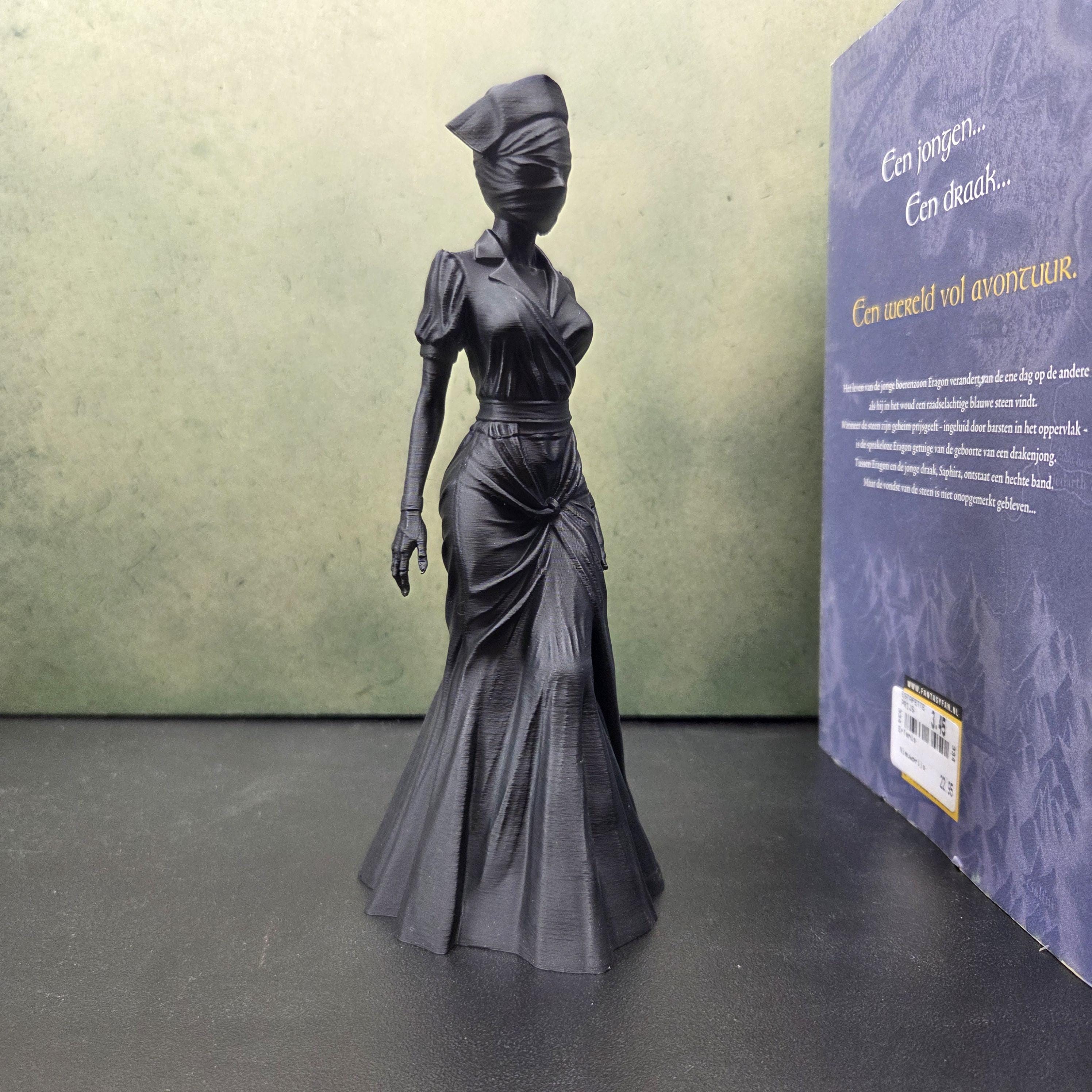 Gothic nurse Woman Statue, Gothic Figurine, Dark Fantasy Decor, Faceless Lady Sculpture, Creepy Elegant Decor, Horror Shelf Decor